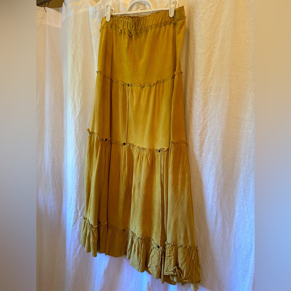 Suede Skirt in Mustard Yellow